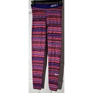 Nike Pro Dri-FIT Womens Training Tights Pink Size S Geometric Yoga Athletic